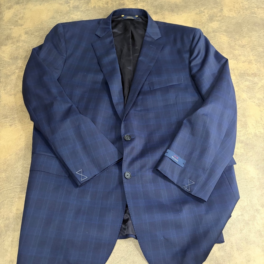 Brooks Brothers Blazer Mens 46R Navy Blue Plaid 1818 Regent Fit Sport Coat - Picture 2 of 15